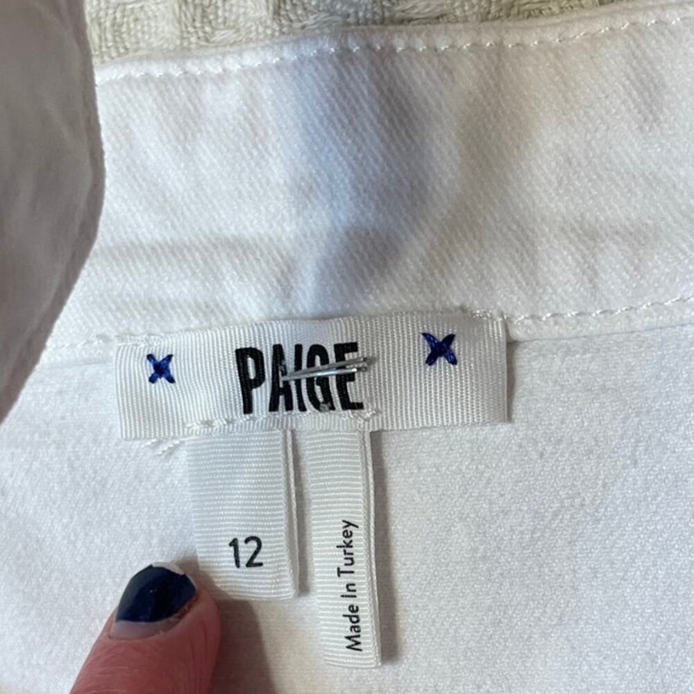PAIGE Maddy Crisp White Denim Button Up Sleeveless Midi Dress Size 12 Minimalist - Picture 7 of 13
